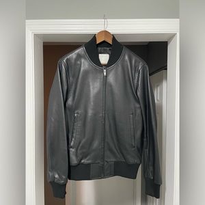 Sandro Paris Black Leather Bomber Jacket XS